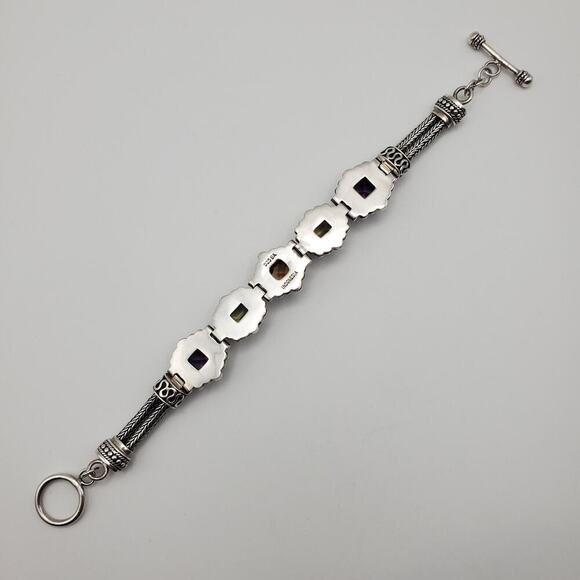Suarti Bali BA Sterling Silver Citrine Amethyst Peridot Toggle Bracelet - Picture 9 of 12